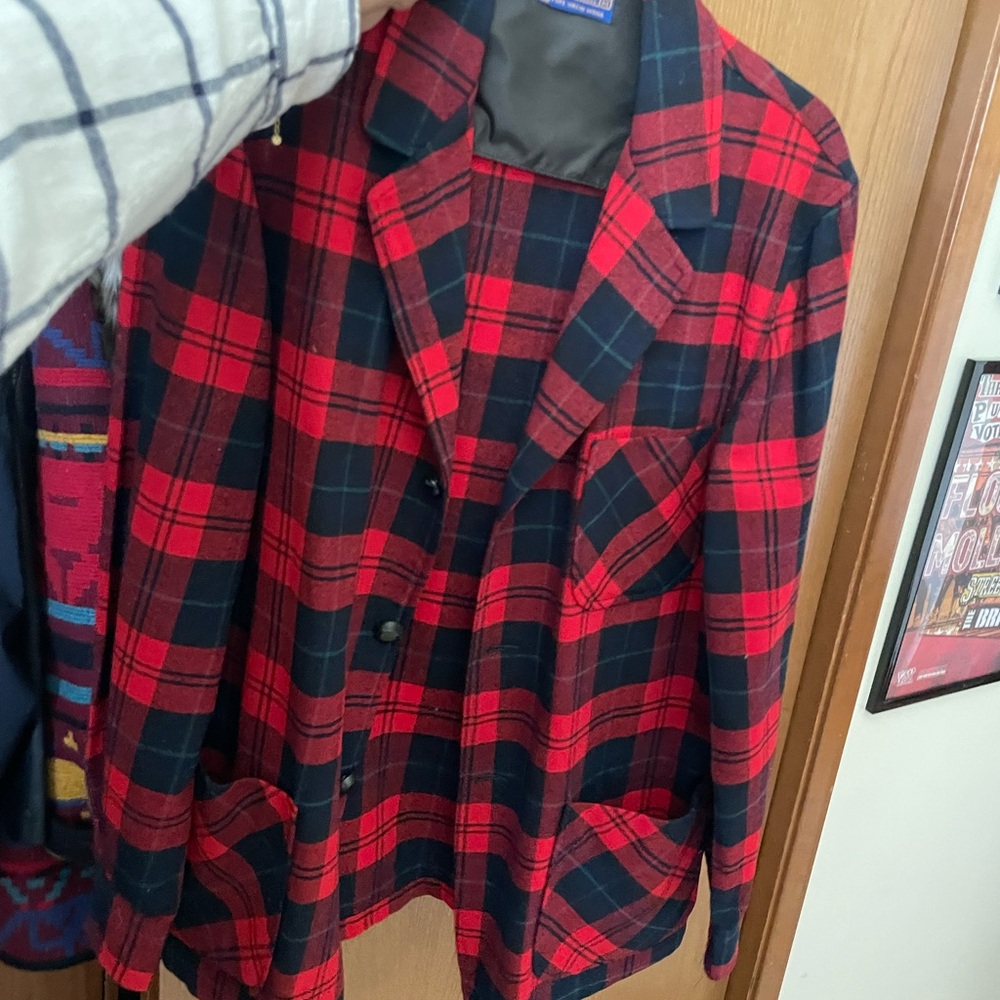 Vintage Pendleton Red and Black Plaid Wool Jacket